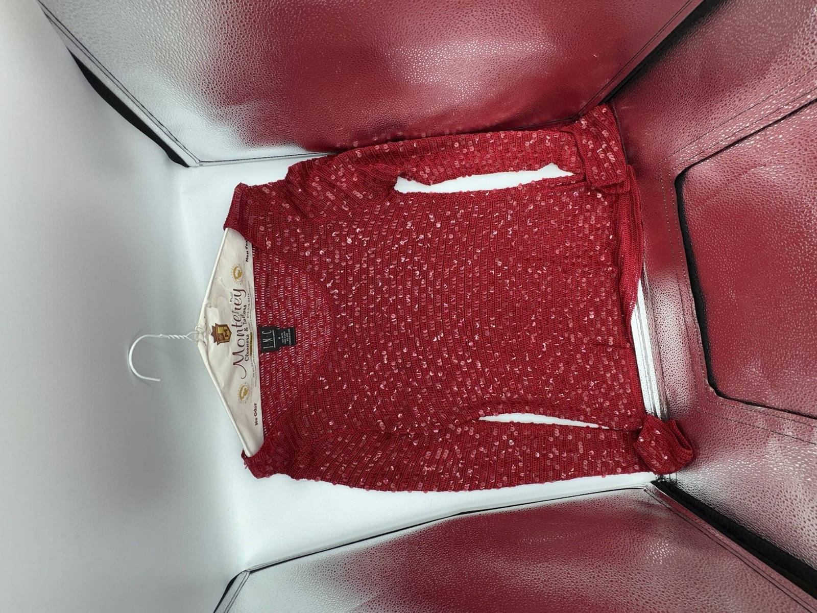 I.N.C. International Concepts Red Sequin Knit Long Sleeve Top