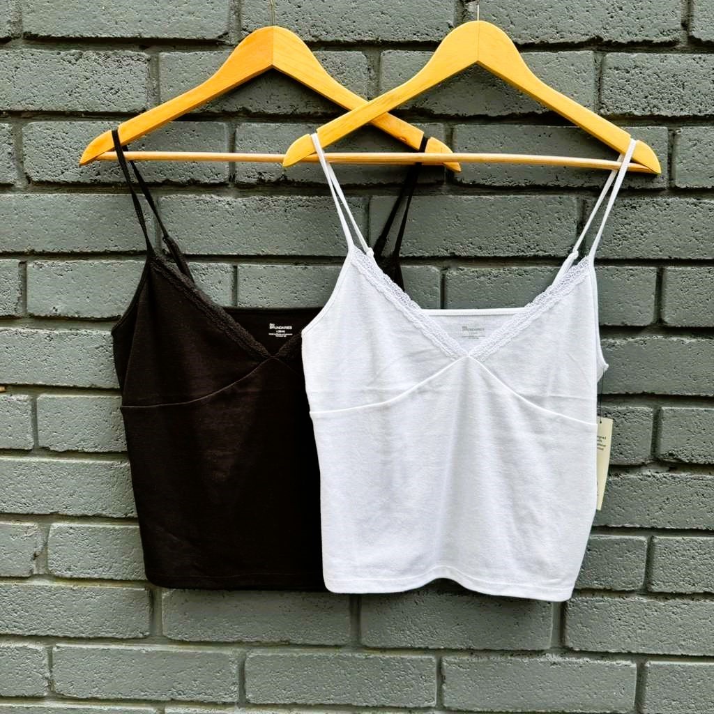 2 PACK No Boundaries Lace Trim V-Neck Cami Tank Top Adjustable Strap L XL XXL
