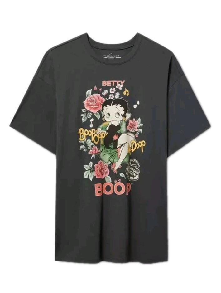 NWOT TORRID BETTY BOOP Black Oversized Fit Crew Tee Sz 2 2X 18-20