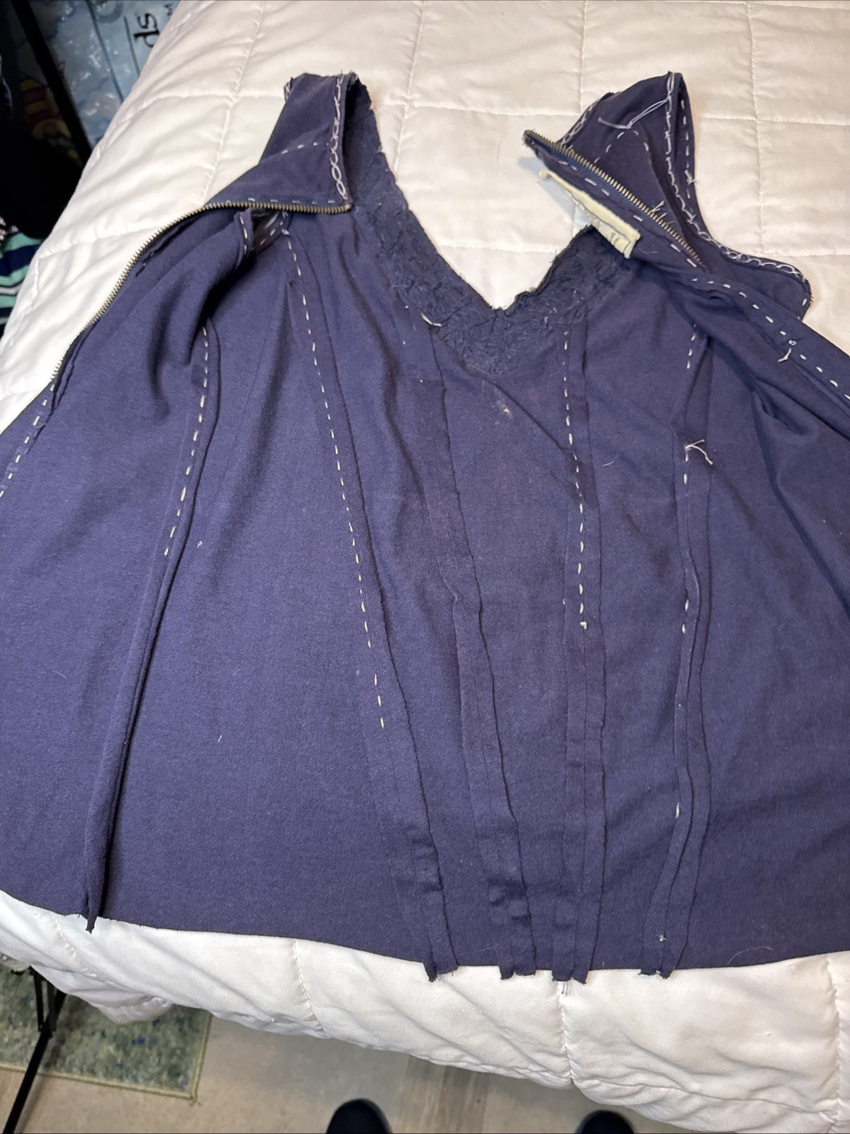 Project Alabama Handmade Navy Top Brass Tone Embellishments Zip Back RARE Small