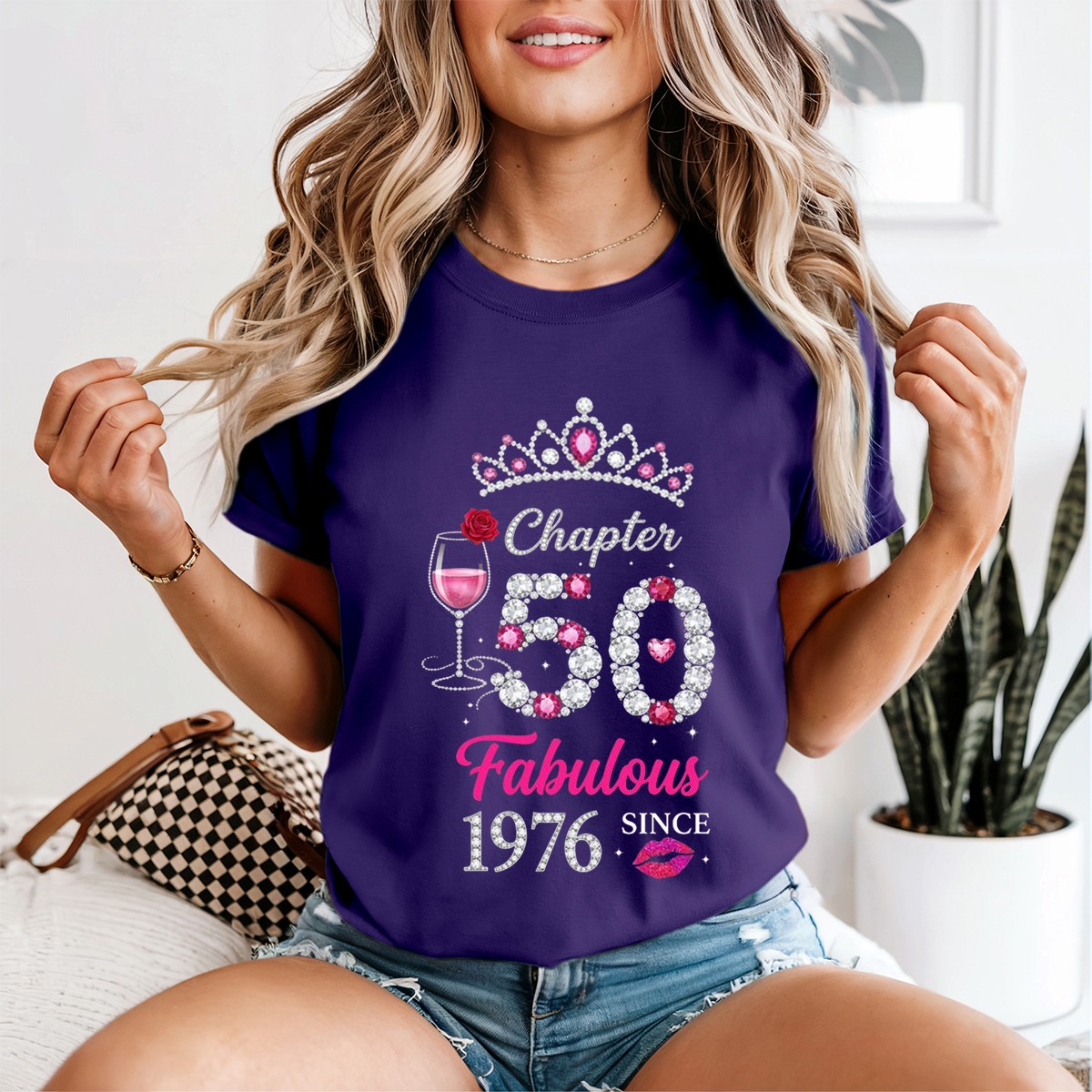 Chapter 50 Fabulous Since 1976 Women T Shirt 50th Birthday Graphic Tee Gift