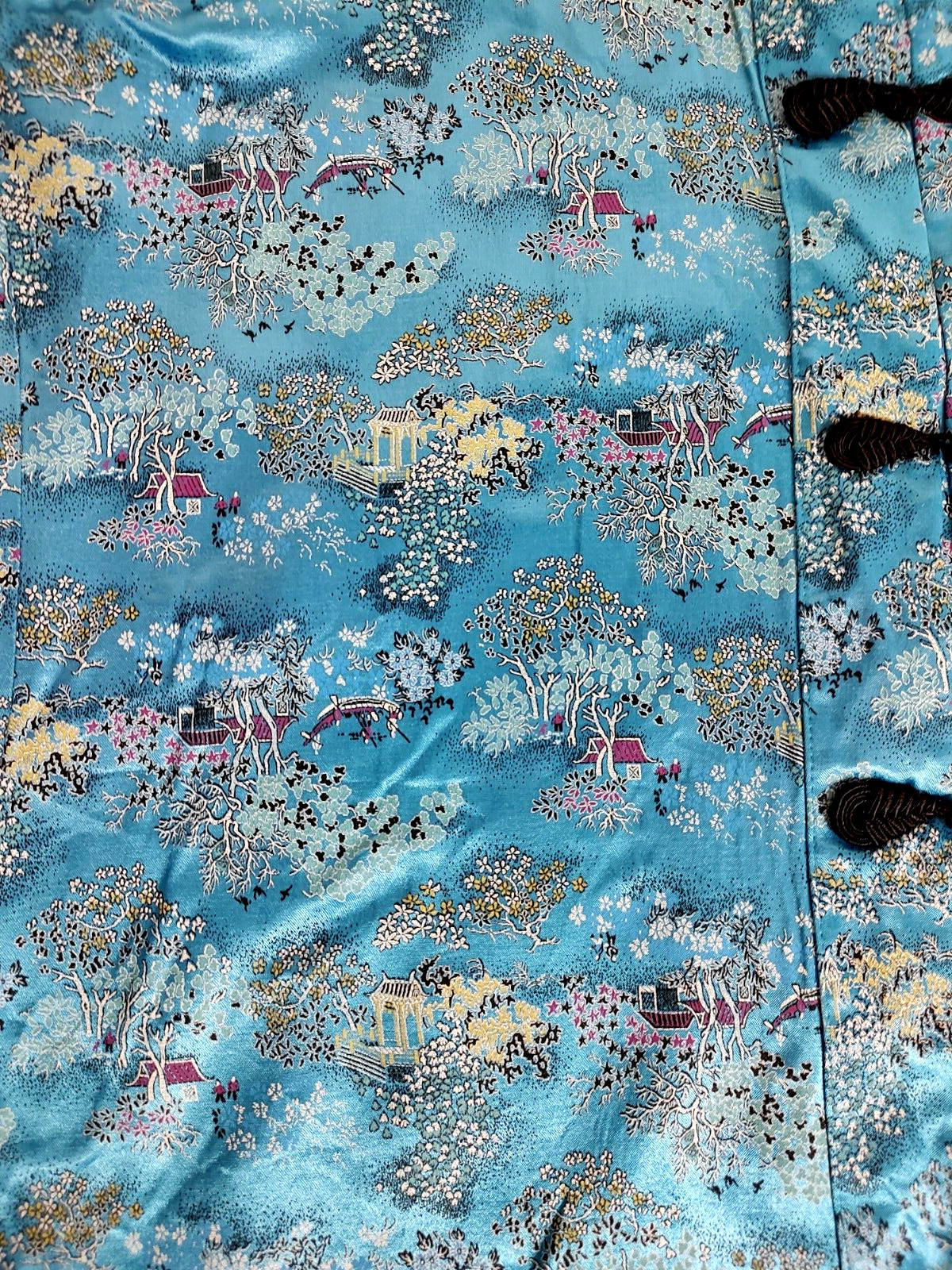 Vtg 90’s Shirt Asian Mandarin Collar Frog Closure Womens Petite/Large Notations