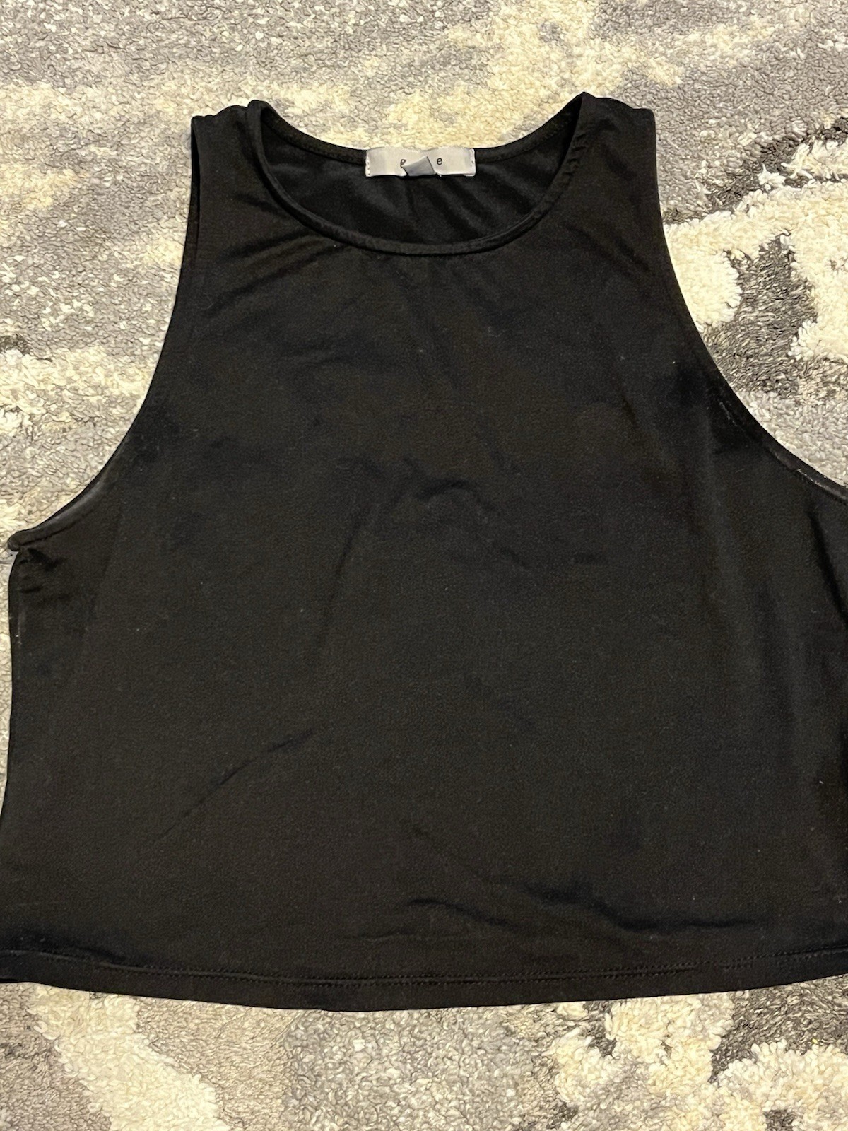 Gaze Black Solid Knit Round Neck Cropped Sleeveless Tank Top Size S