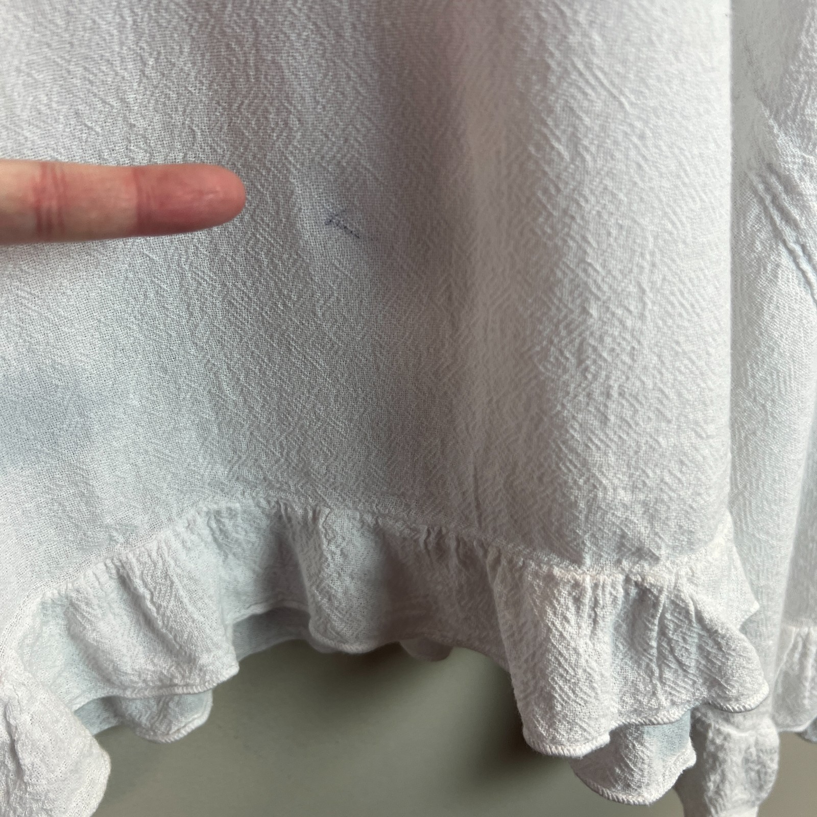 Oh My Gauze! Tunic Top Womens 2 L/XL White Cotton Ruffle Boho Coastal Beachy Art
