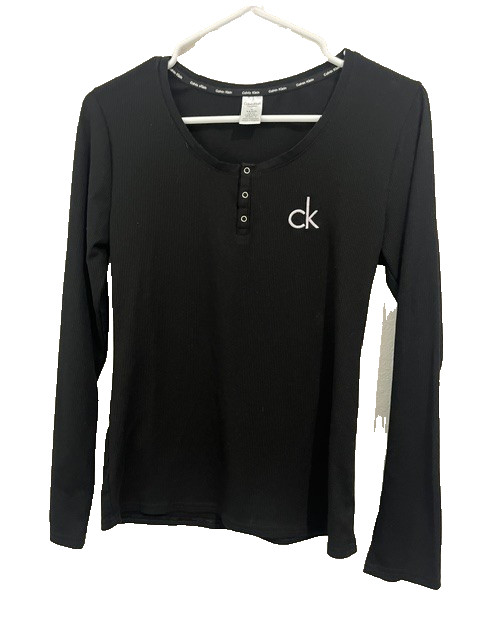 Calvin Klein PJ Sz M top Logo Poly Blend Sleepwear Top Comfy Stretch