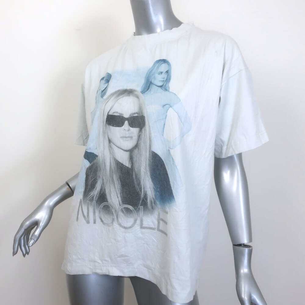 Balenciaga Nicole Boxy T-Shirt Off-White Crinkled Cotton Size Small NEW