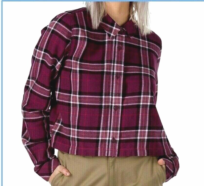 VANS Flannel Shirt Womens Maroon Plaid Waist Length