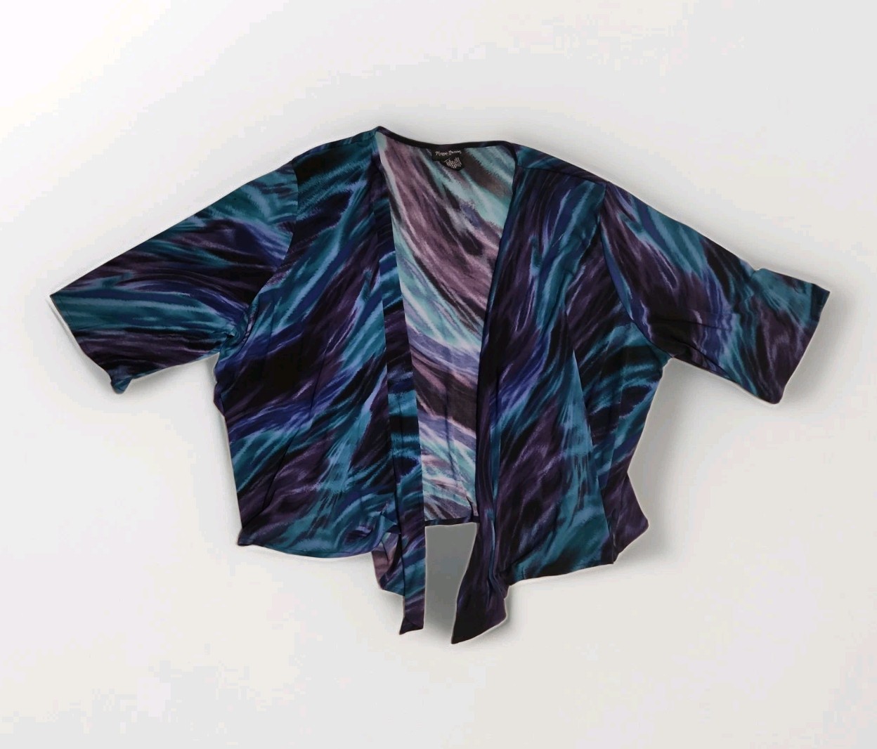 Maggie Barnes Waterfall Cardigan 3X Petite Open Front Lightweight Multicolor