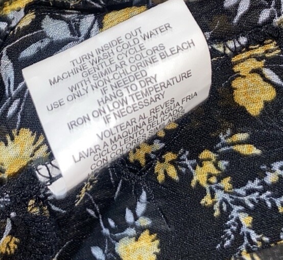 Rabbit Rose Black Floral Blouse Size Medium Mock Neck Sheer Ruffled Top Dressy