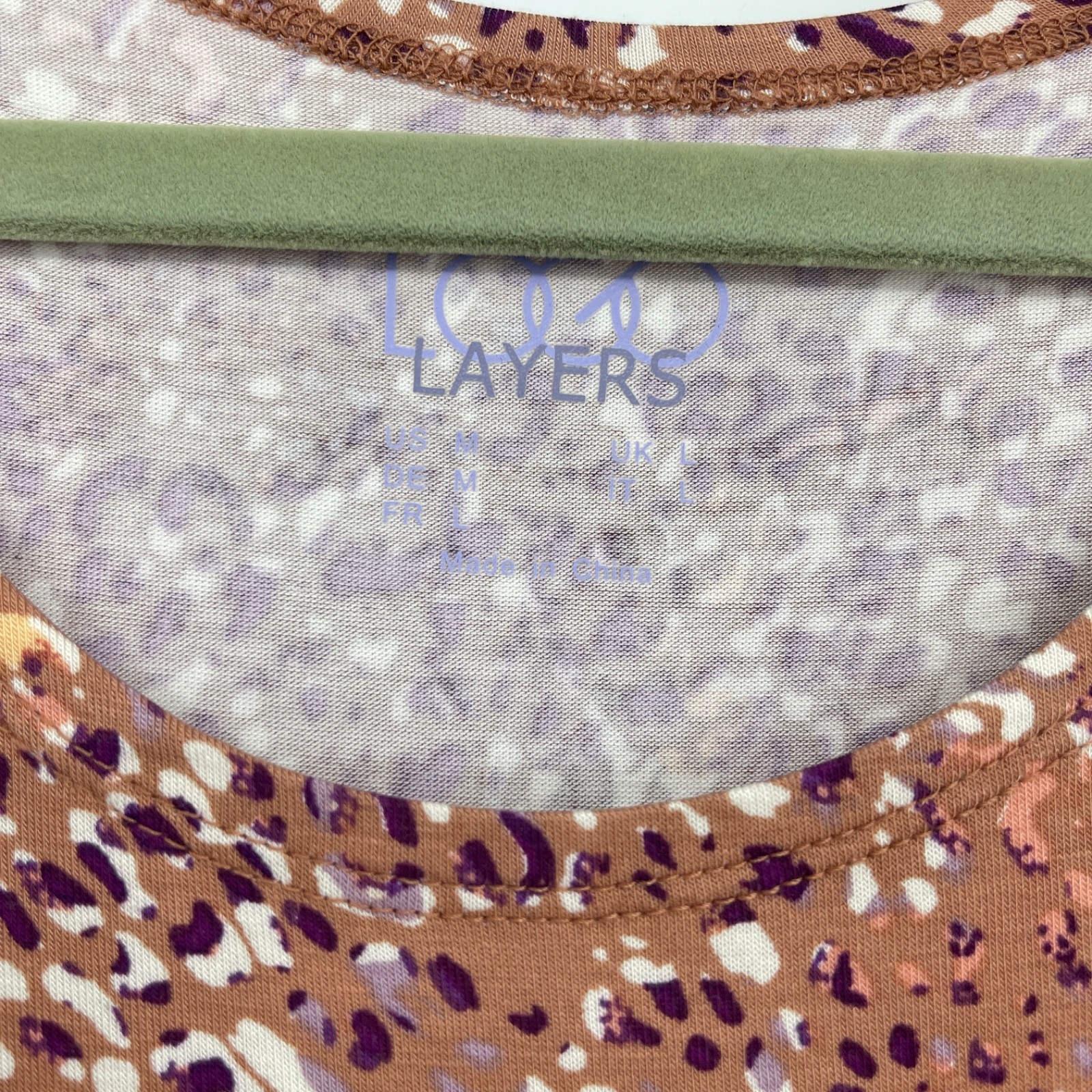 LOGO Layers Pink Orange Leopard Tank Top Pleated Ruffle Stretch Lori Goldstein M