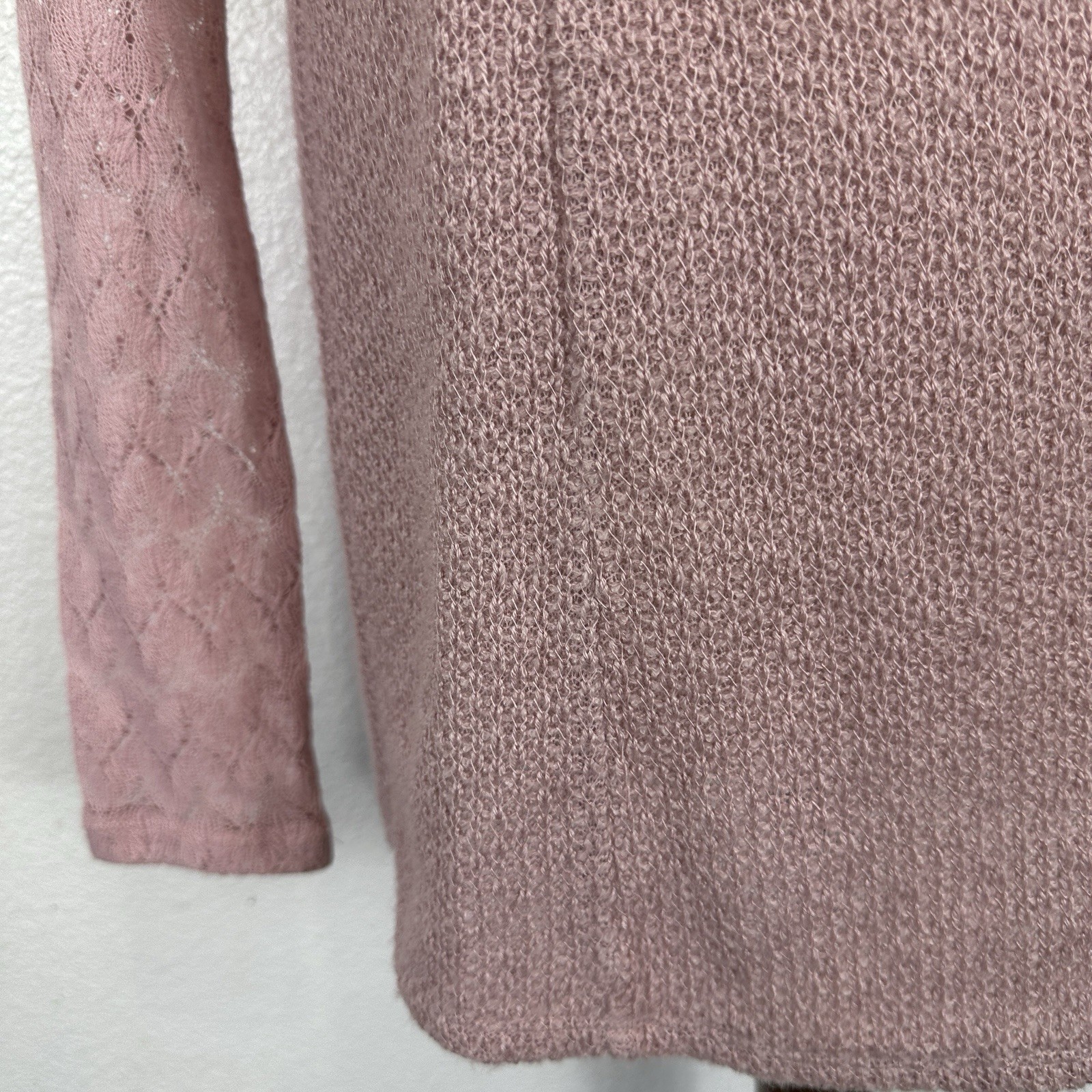 Anthropologie Top One September Women Small Thermal Pink Lace Western Boho