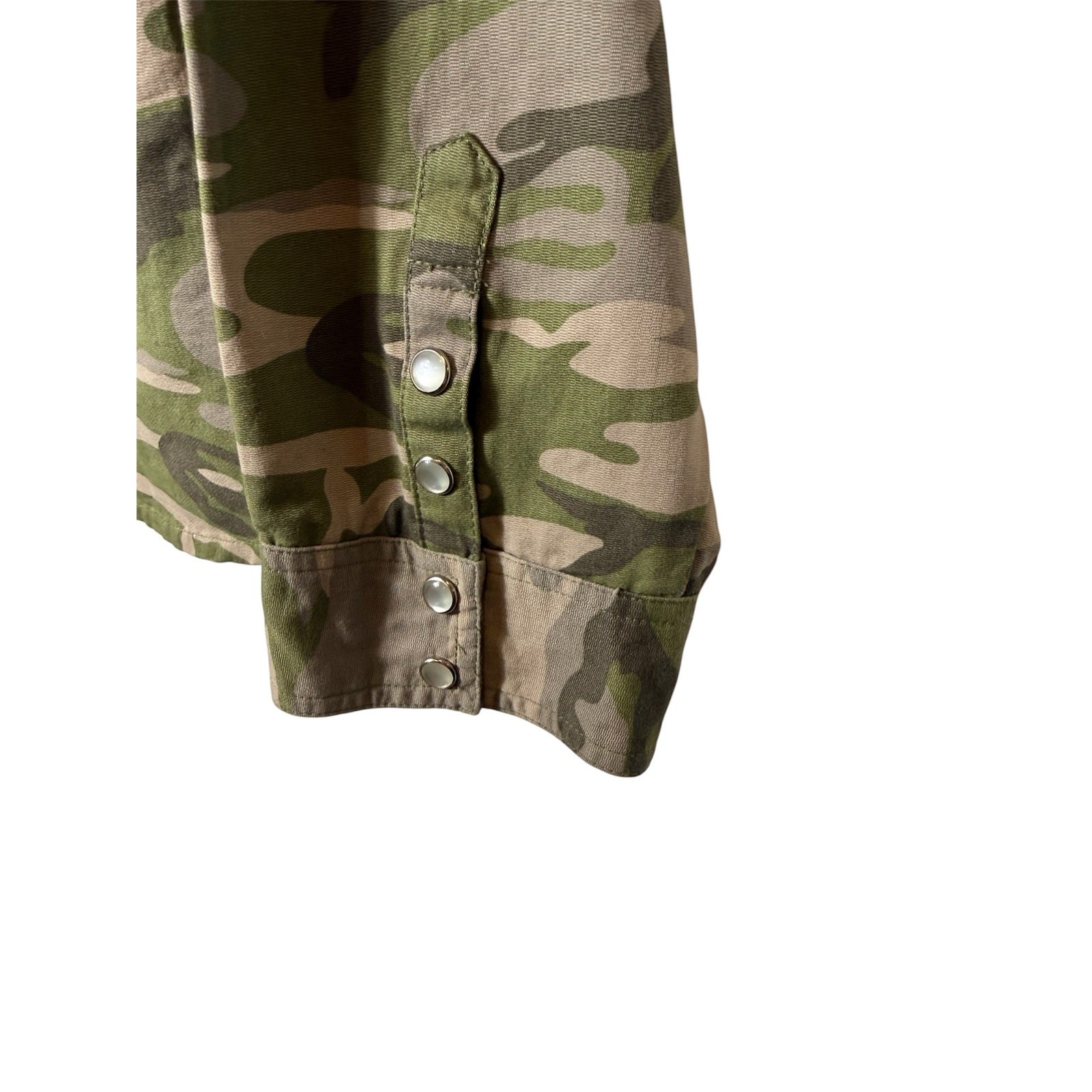 Y2K Route 66 XL Green Camo Cotton Snap Button Shacket Shirt Jacket Streetwear