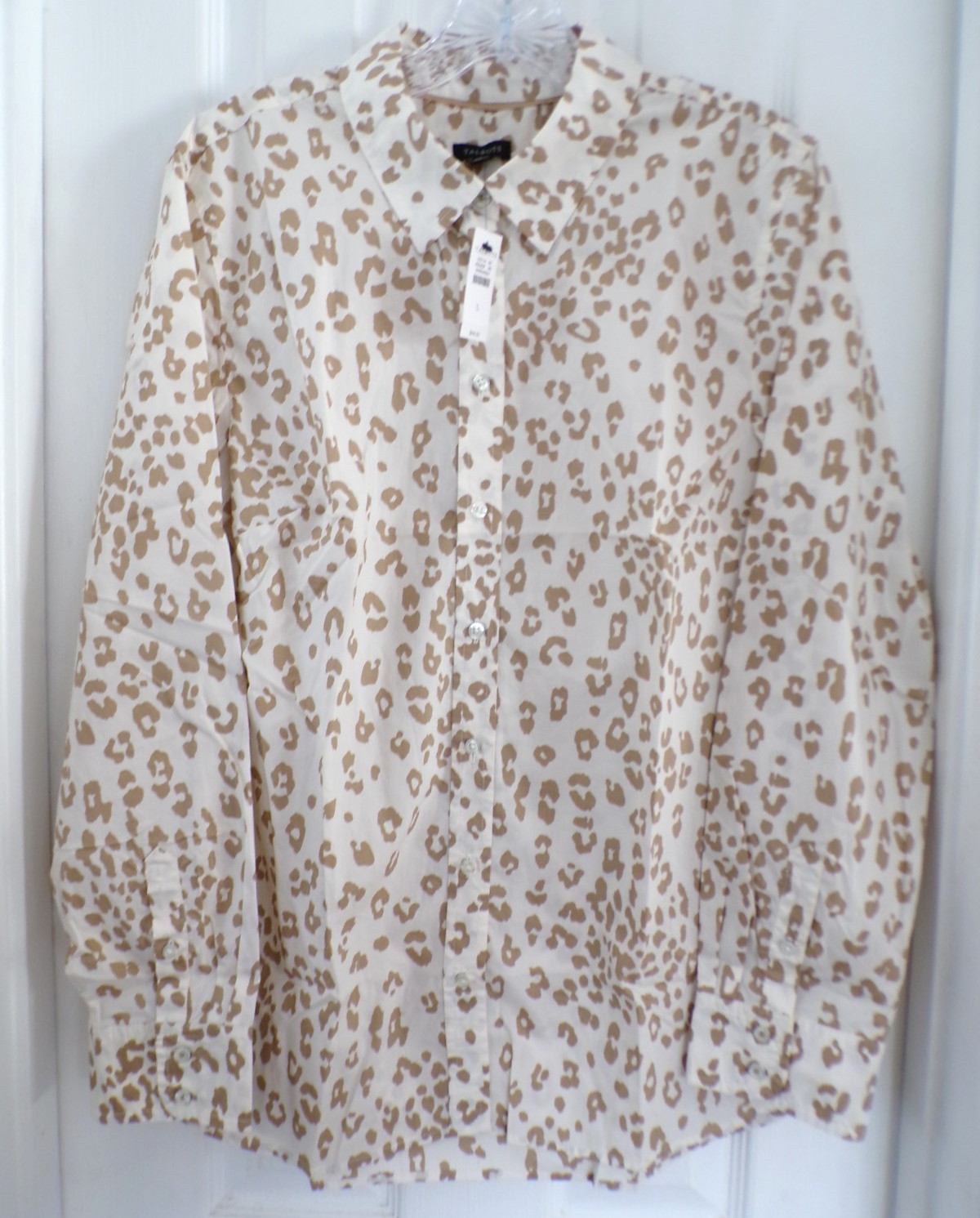 NWT NEW PRE FALL TALBOTS LARGE MODERN CLASSIC LEOPARD PRINT BUTTON SHIRT $94.50