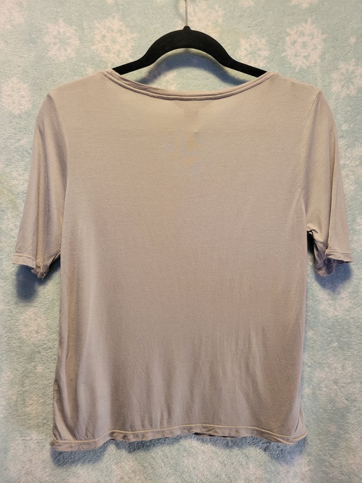 H&M Women Sm Khaki Beige Solid Scoop Neck Short Sleeve Shirt Top Basic Layer