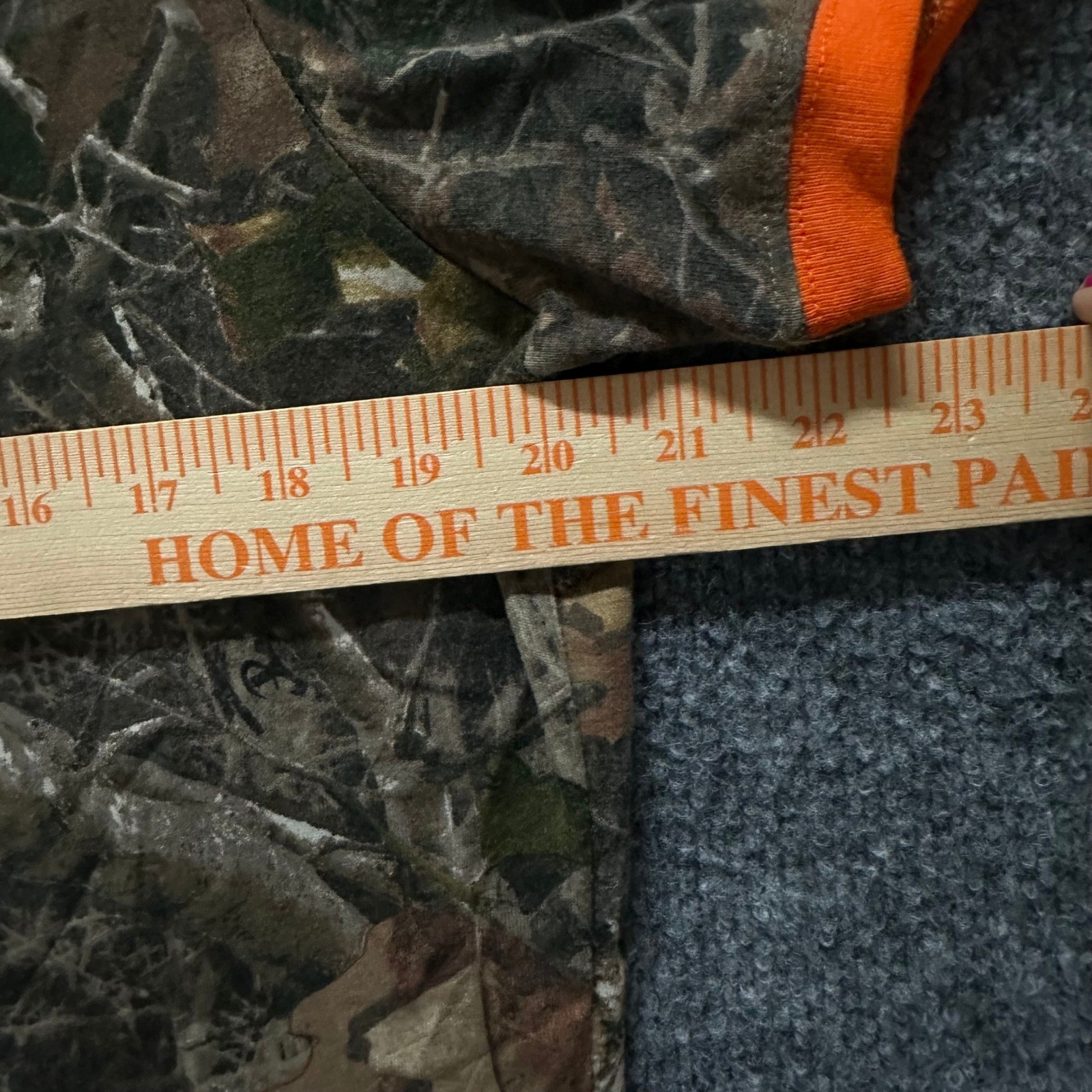 Bass Pro Shops T-Shirt Womens Size L Camo Orange Ringer Graphic Logo Tee Cotton