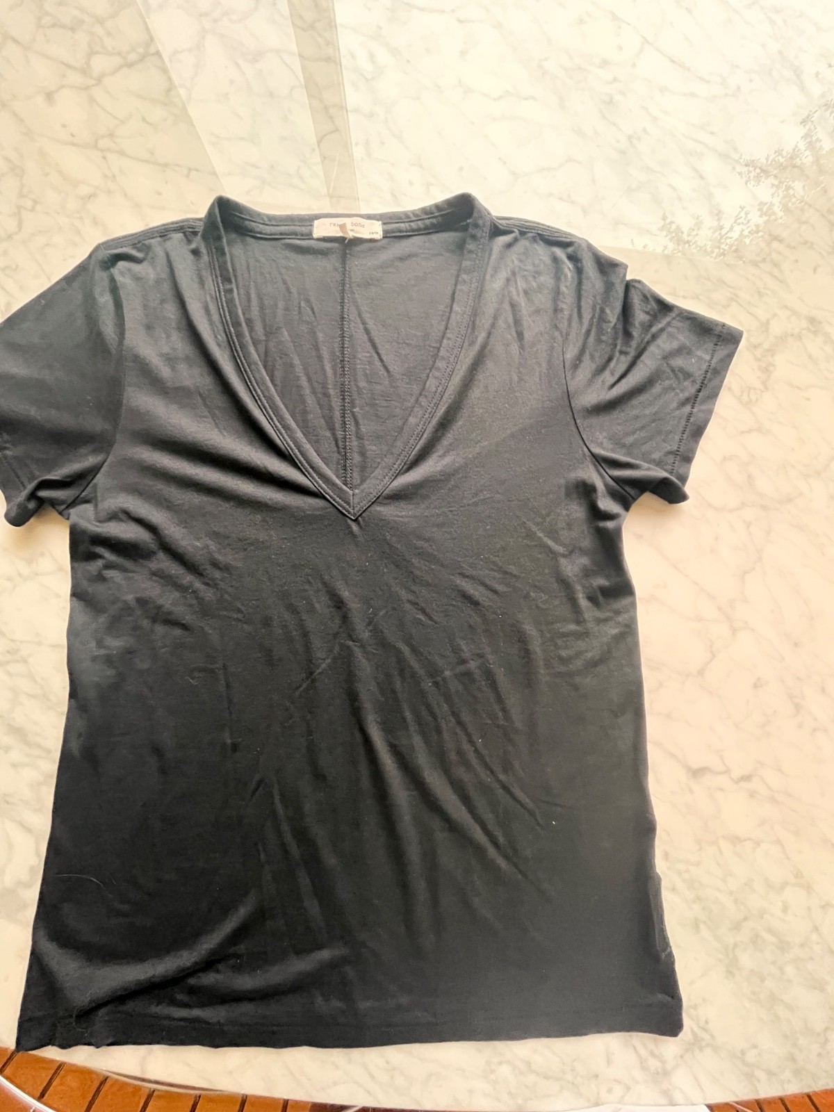 Rag & Bone short sleeve slub v neck tee XS Black