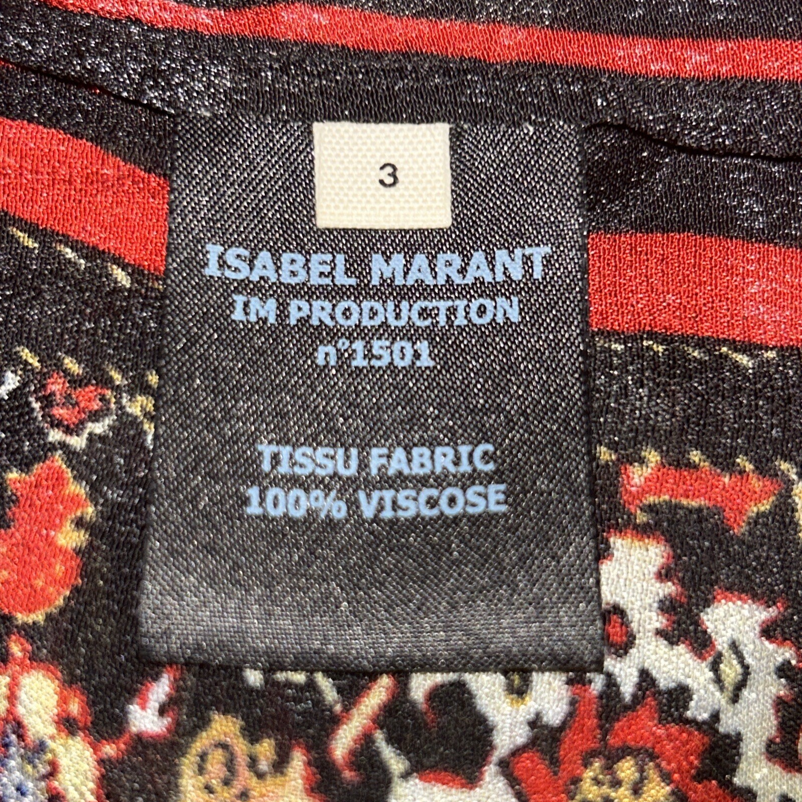 Isabel Marant Etoile Top Tucson Black/Red Paisley Print Crepe Blouse Sz M