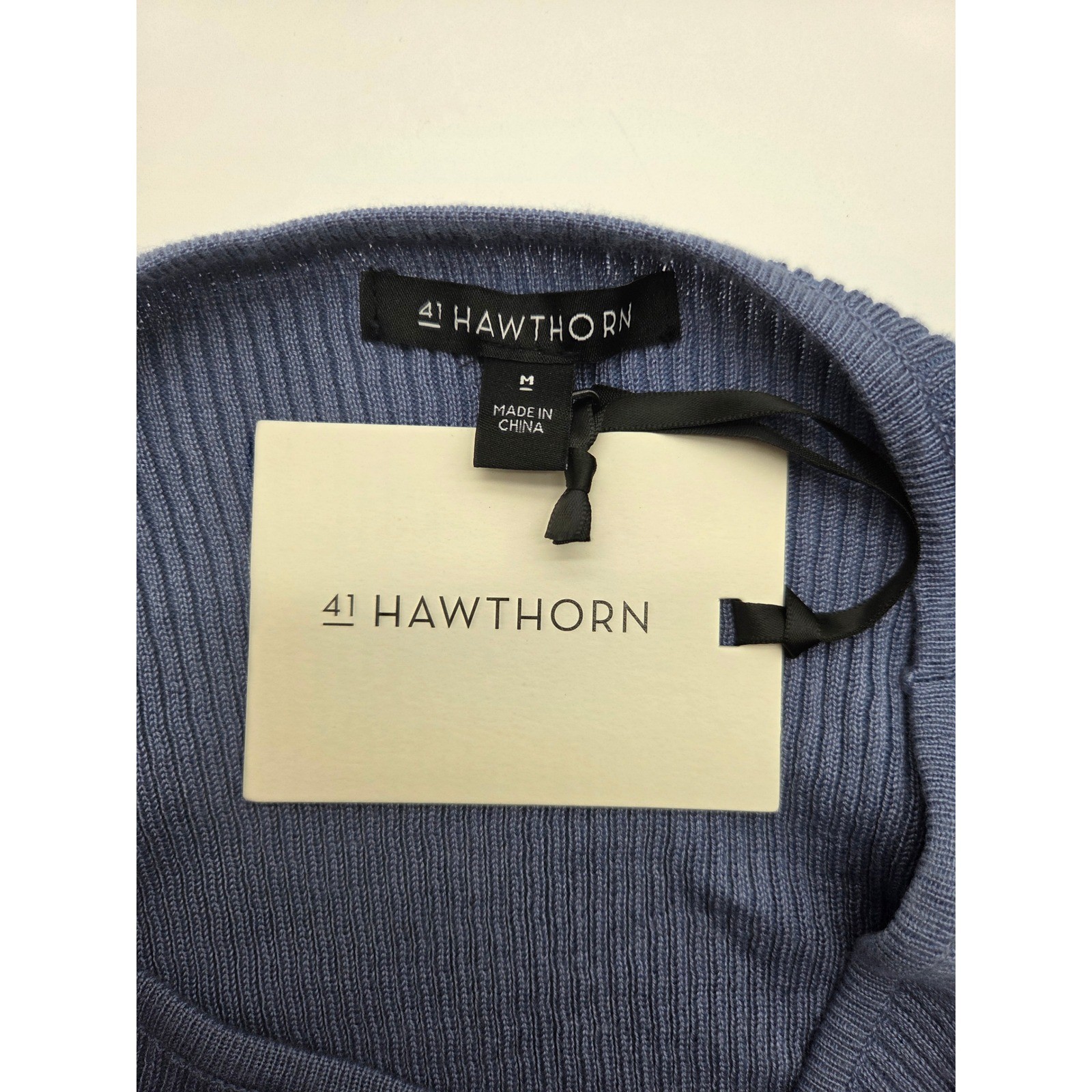 41 Hawthorn Women’s Medium Blue Ribbed Boat Neck Long Sleeve Sweater NWT