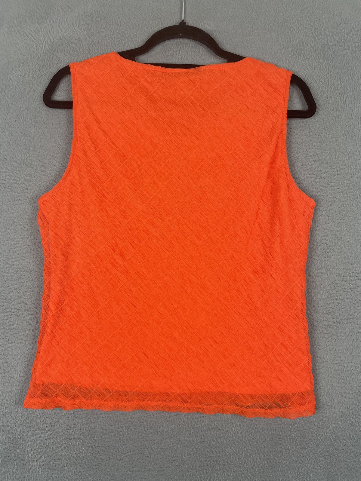 DKNY Tank Womens M Orange Mesh Lined Lightweight Sleeveless Round Neck