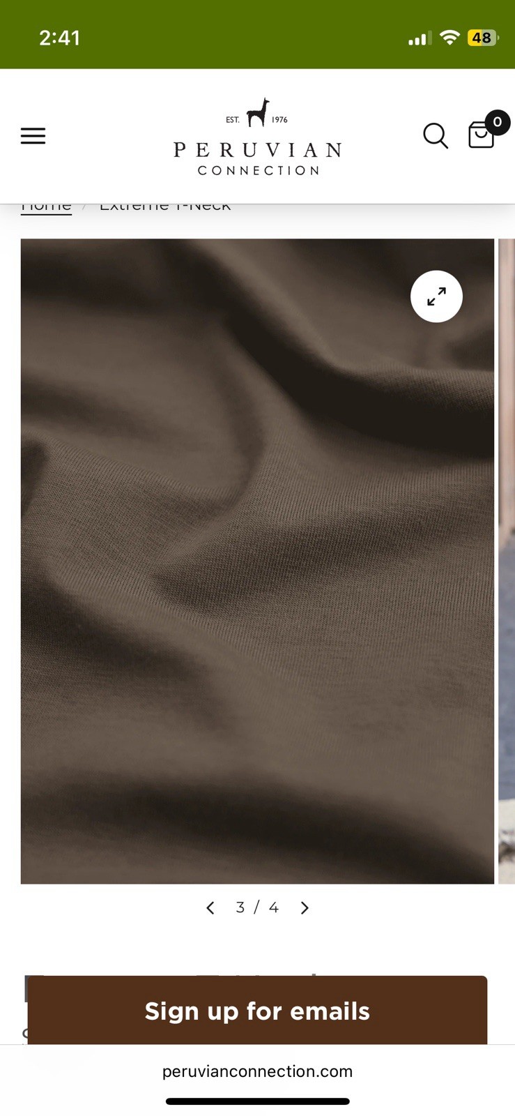 Peruvian Connection Top Womens M Brown Pima Cotton Turtleneck Long Sleeve Soft