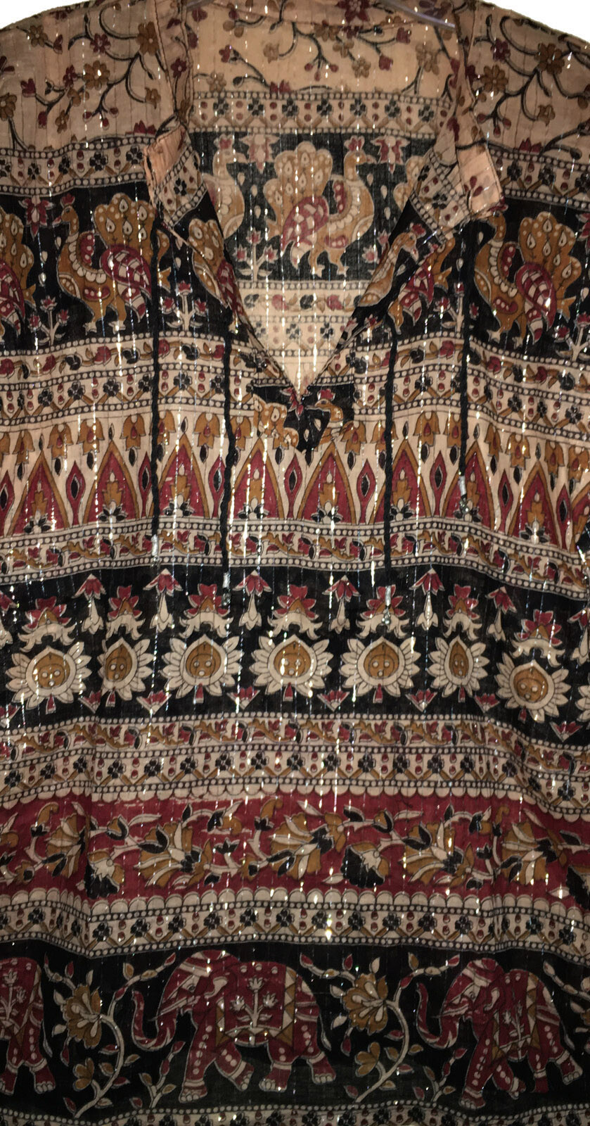 Indian Ethnic Cotton Lurex Floral Top Blouse For Women tunic Shirt Retro Boho
