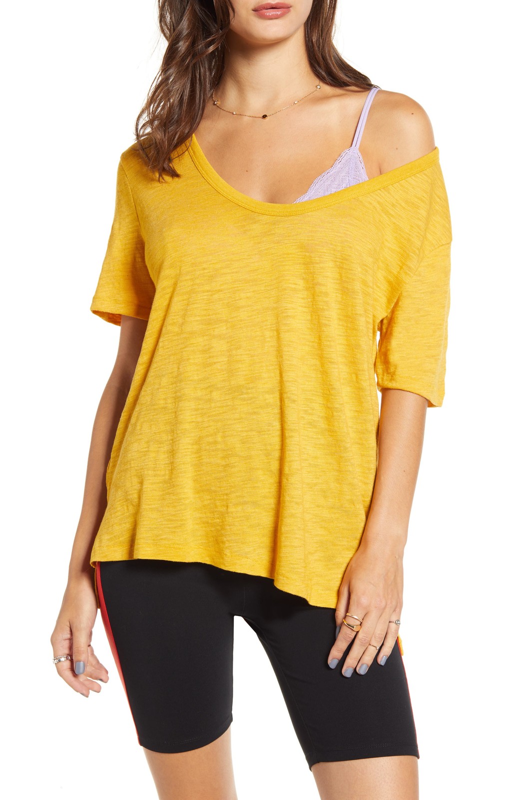 Women’s Bp. X Claudia Sulewski U-Neck Tee,Yellow Size M