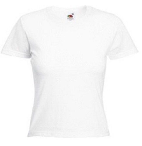 Womans Fruit of the Loom Plain Cotton Ladies Fit Crew Neck T-Shirt Tee Shirt