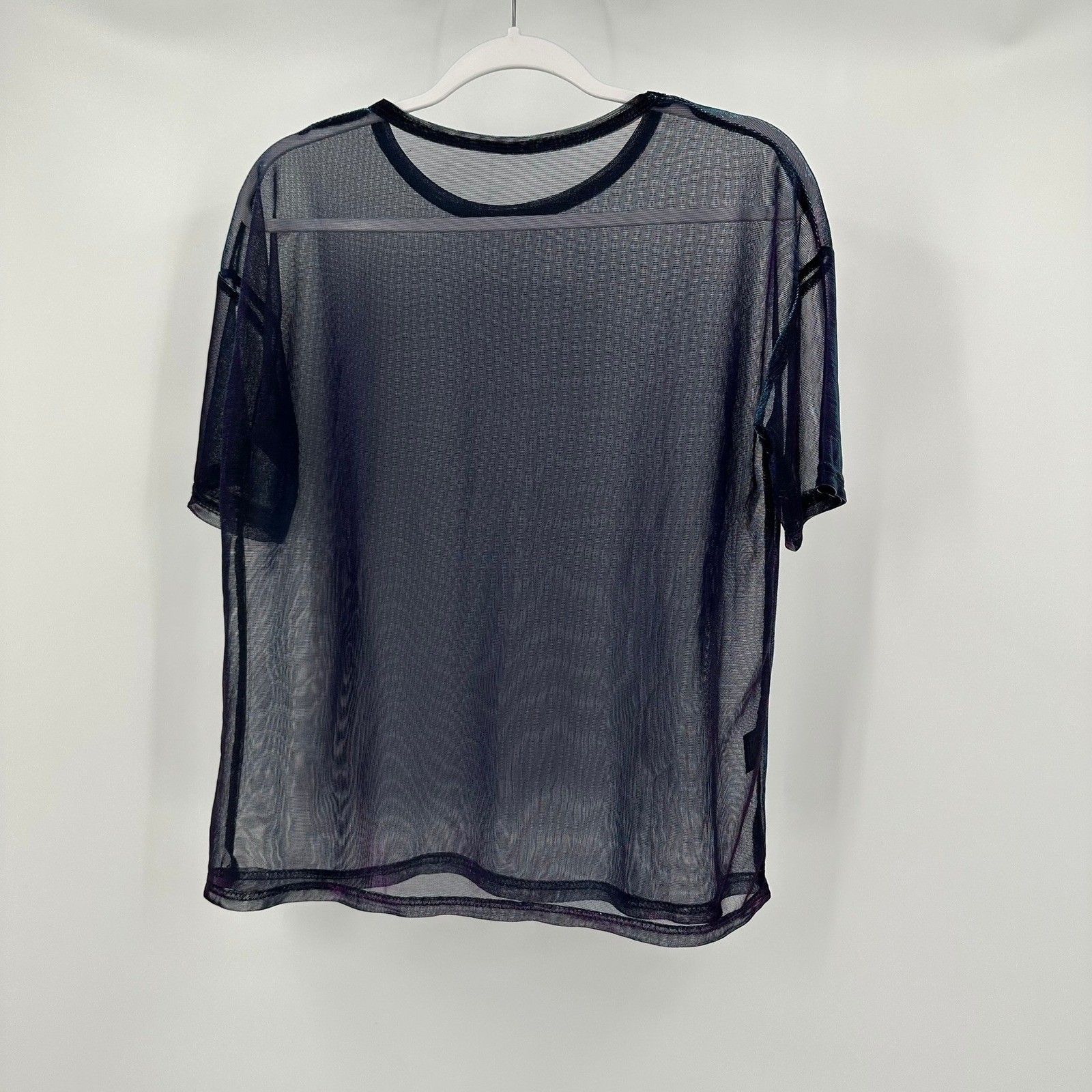 Womens Sheer Iridescent Mesh Top Size M Lingeriecore Minimalist Night Out