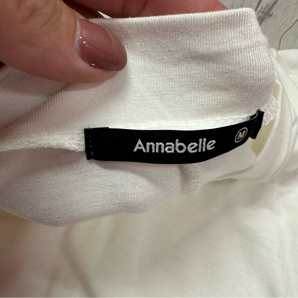 NWT annabelle boutique White high low knit top womens M basic layer western