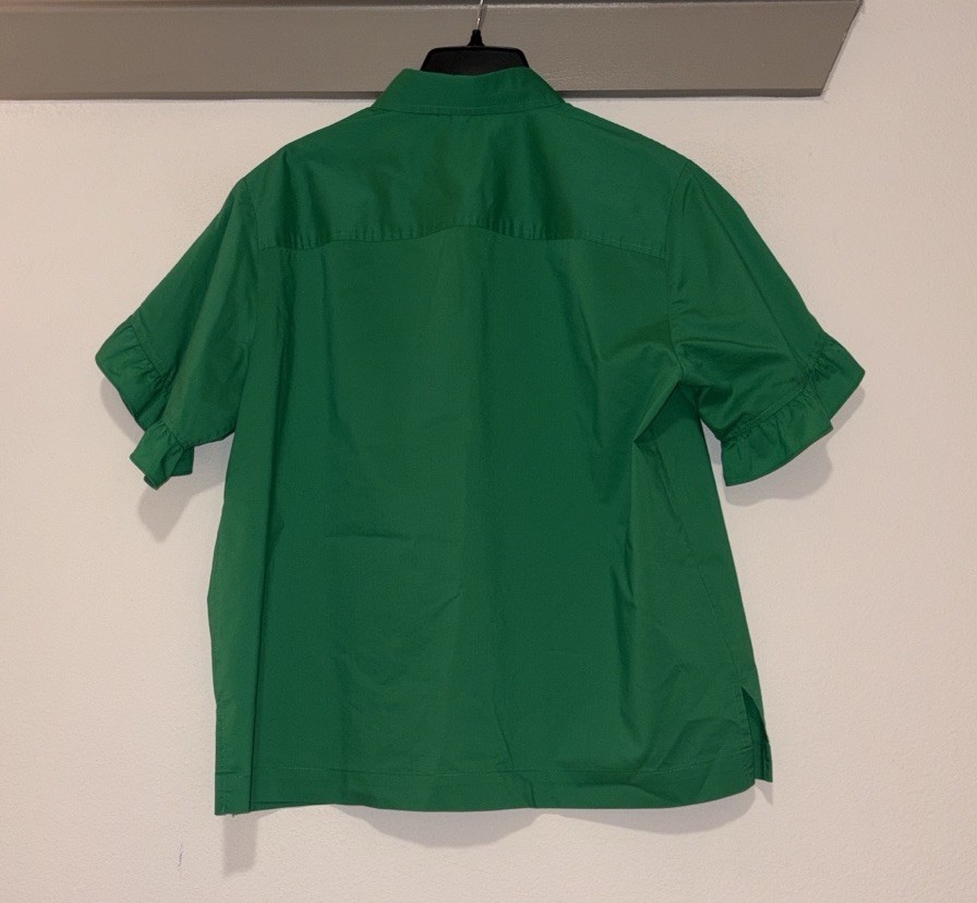Hinson Wu Lulu Short Sleeve Button Down Blouse SZ L EUC