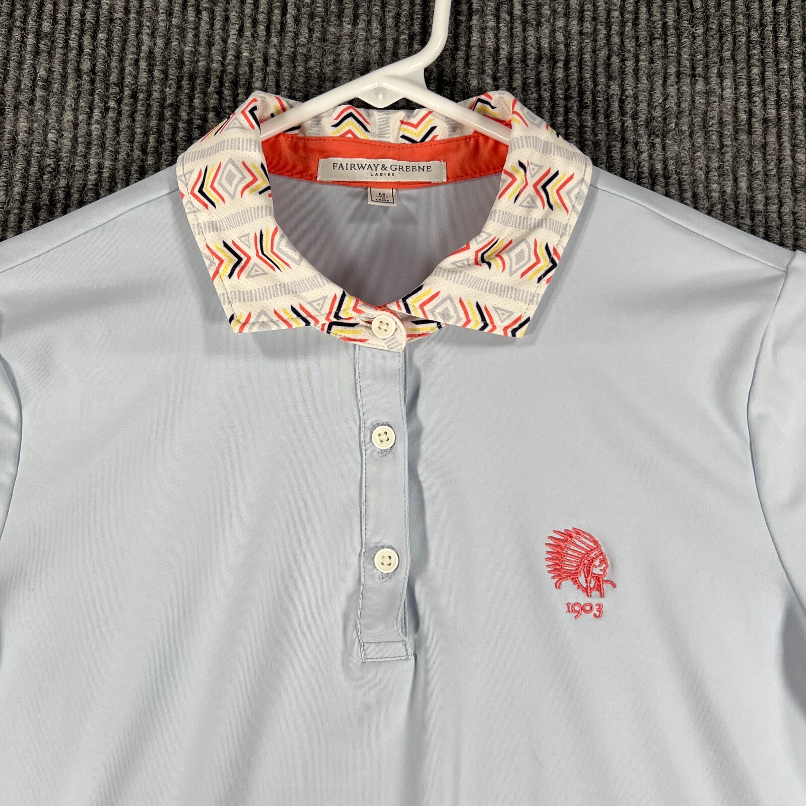 Fairway & Greene Polo Shirt Womens Medium Blue Short Sleeve Golf Outdoor Casual