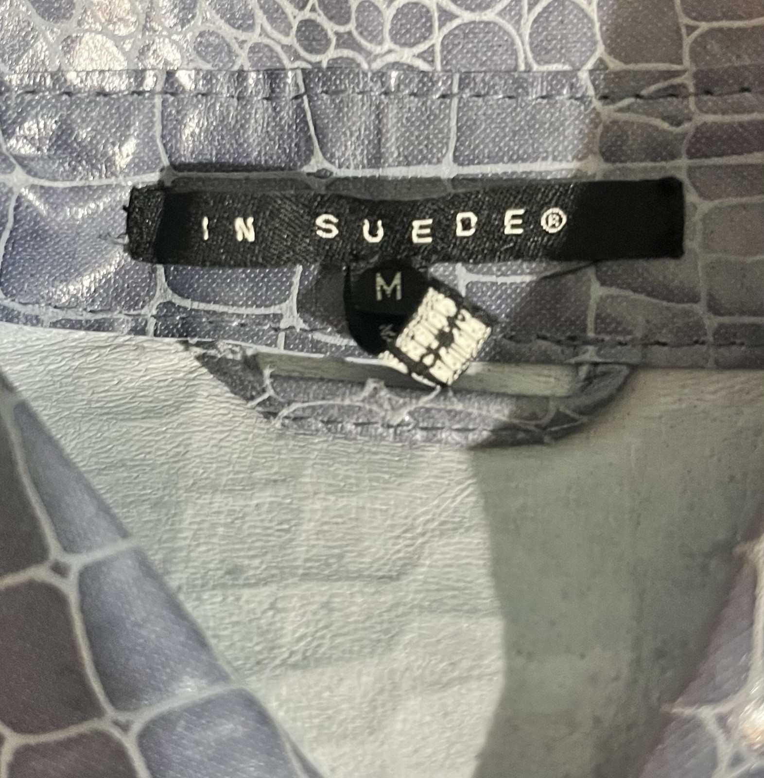 In Suede Gray Embossed Leather Shirt Medium