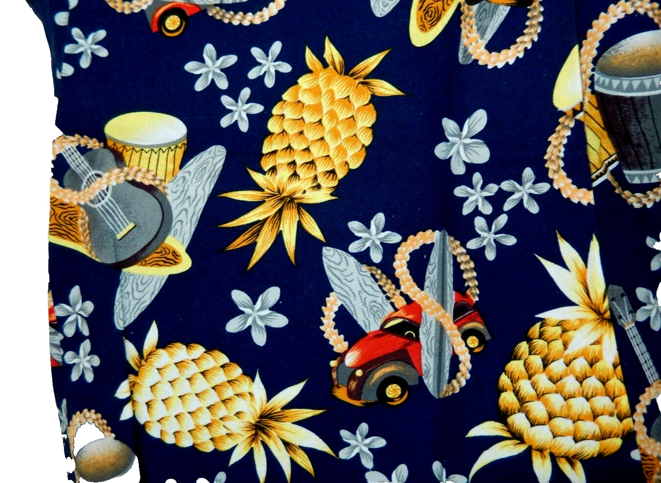 First Hawaii Fashion Pineapple Print Coconut Button Crop Top- one size