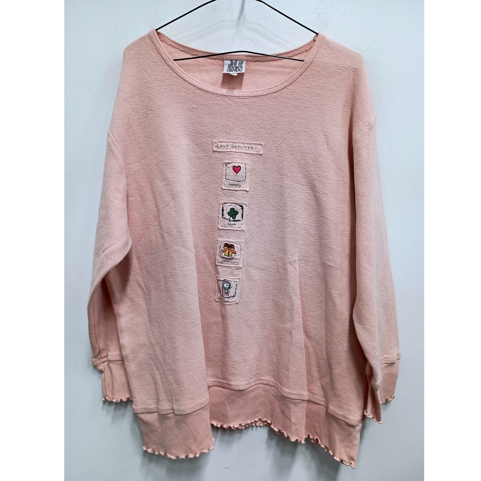 Julie Mango Tunic Top Womens Large Pink Love Requires Art To Wear