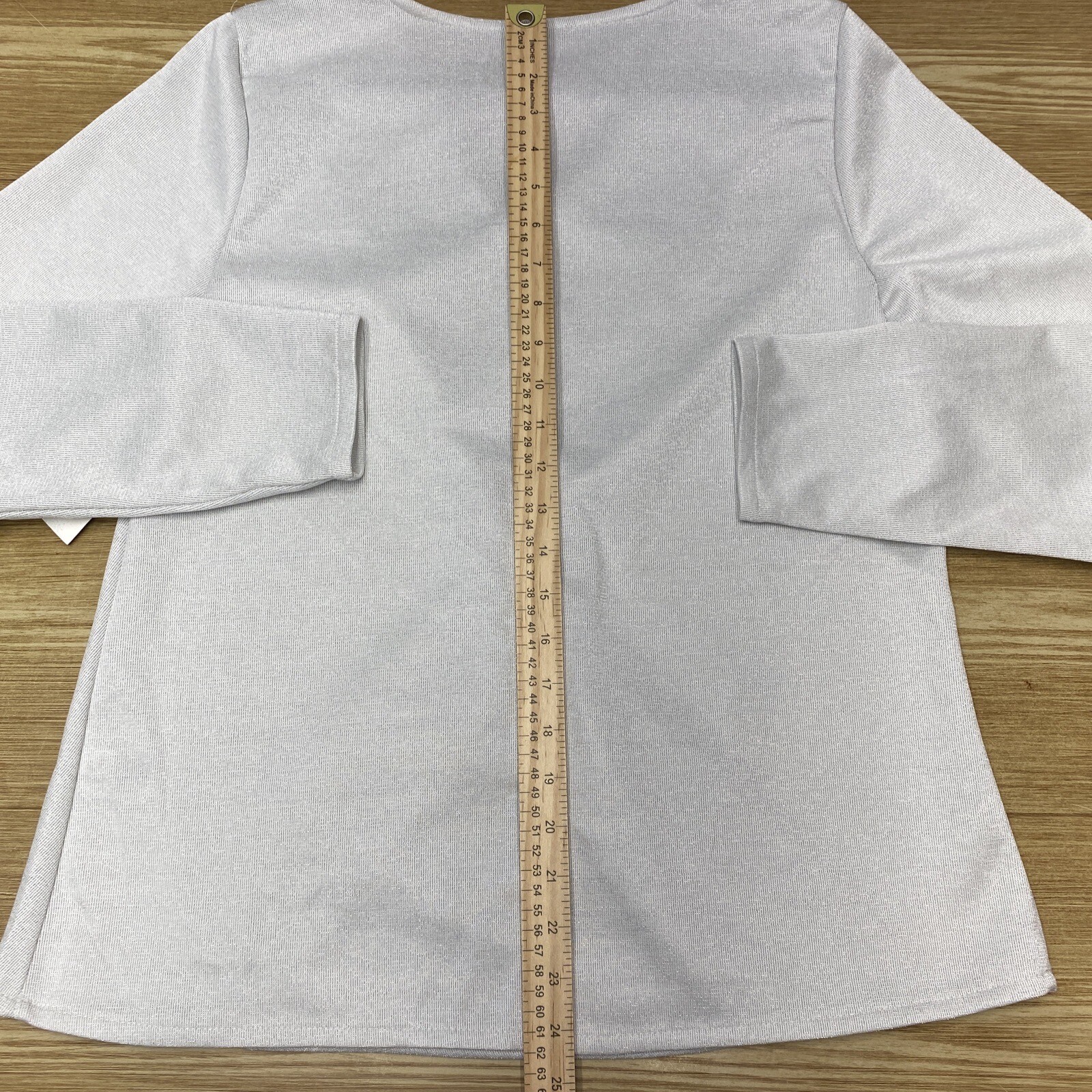Blusa Para Mujer Alfani Blanca Metalizada Manga Larga Con Cuello En V Talla L