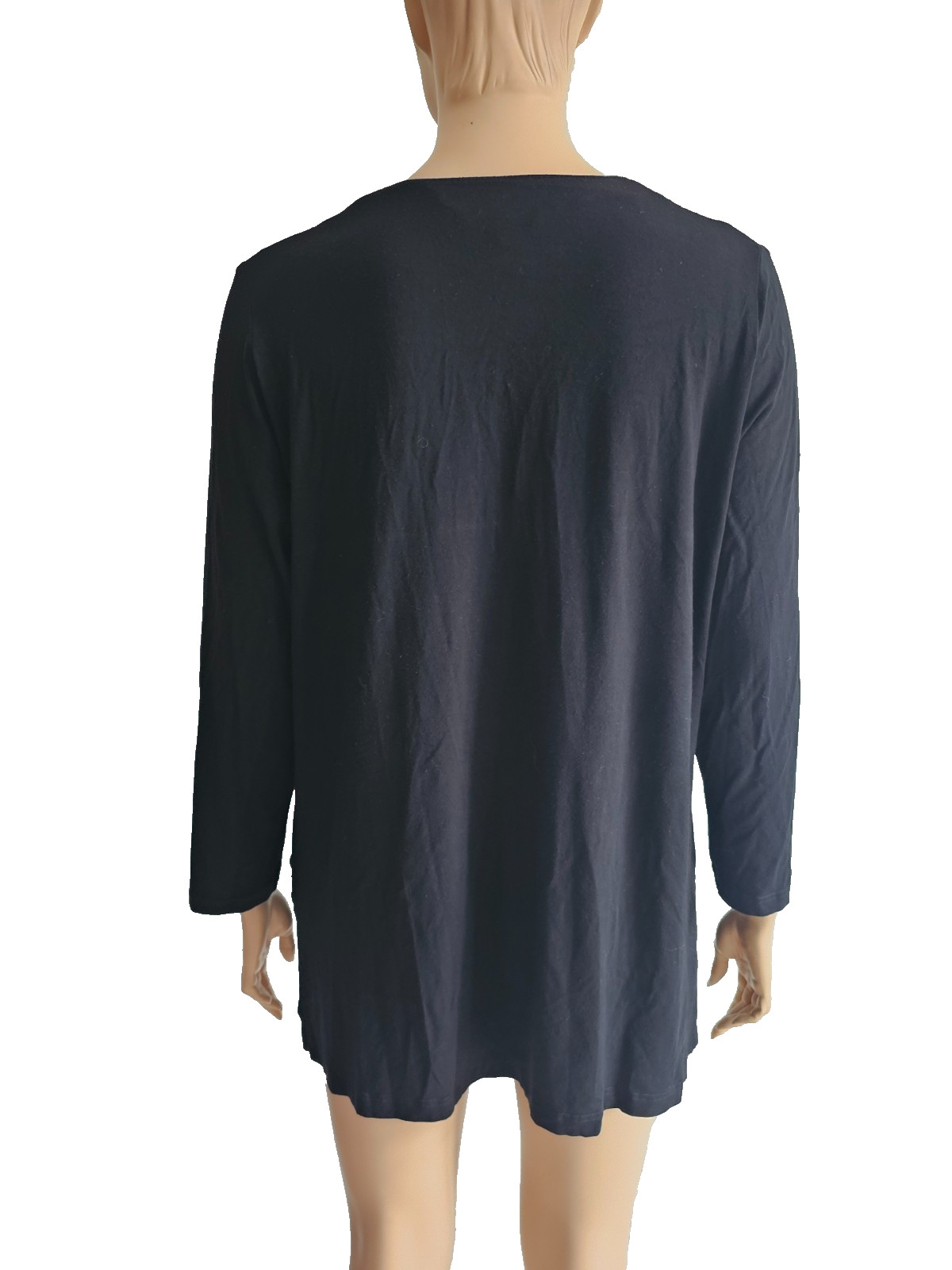 Sempre Piu size 50 black jersey tunic with pockets loose fit