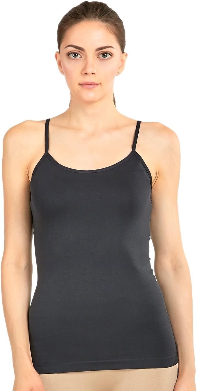 MOPAS Camisole – Women’s Basic Spaghetti Strap Camisole Tank Top / Dark Gray