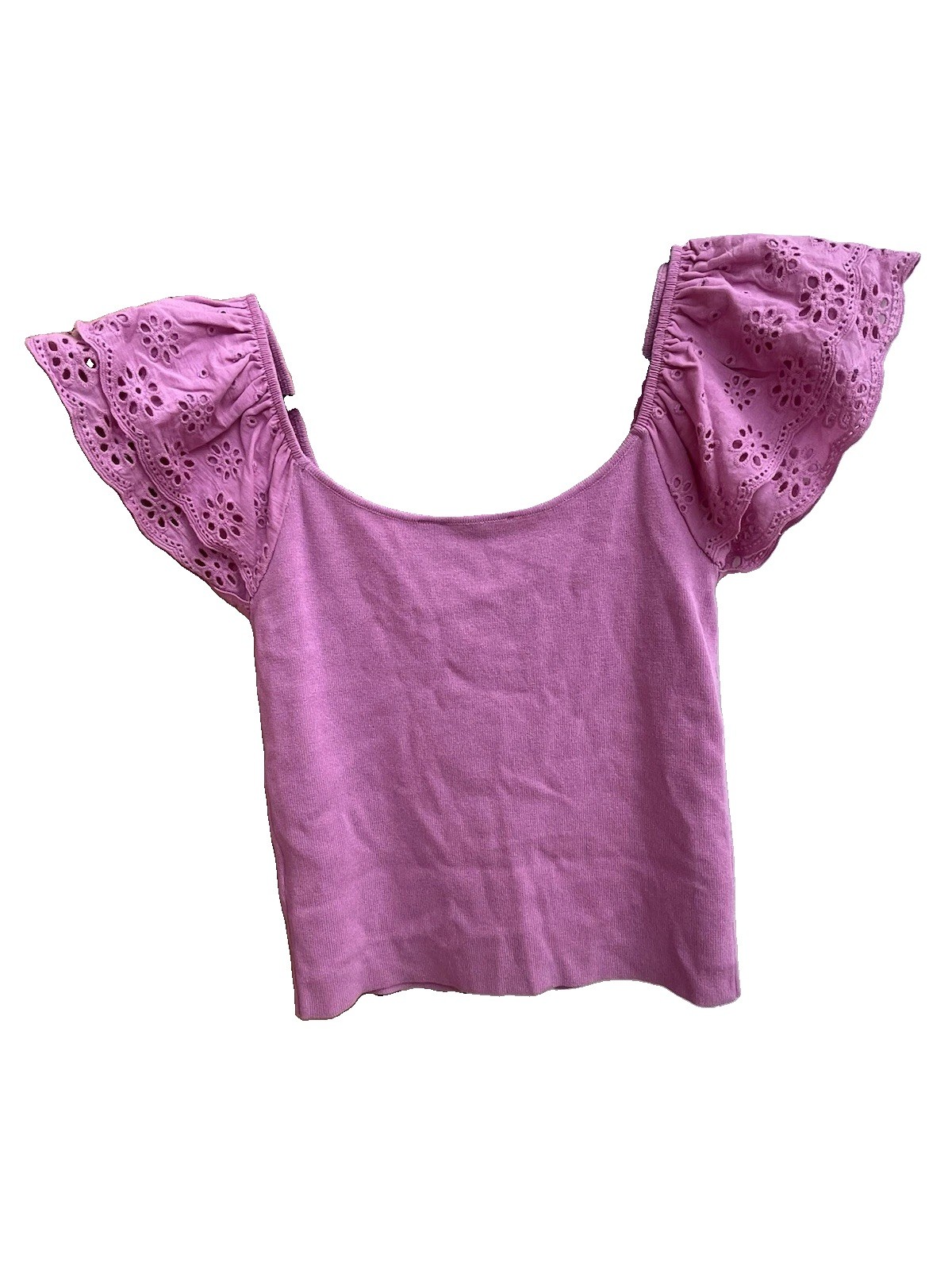 VICI Pink Elle Woods Barbiecore Pretty Eyelet Feminine Knit Cropped Blouse Sz S