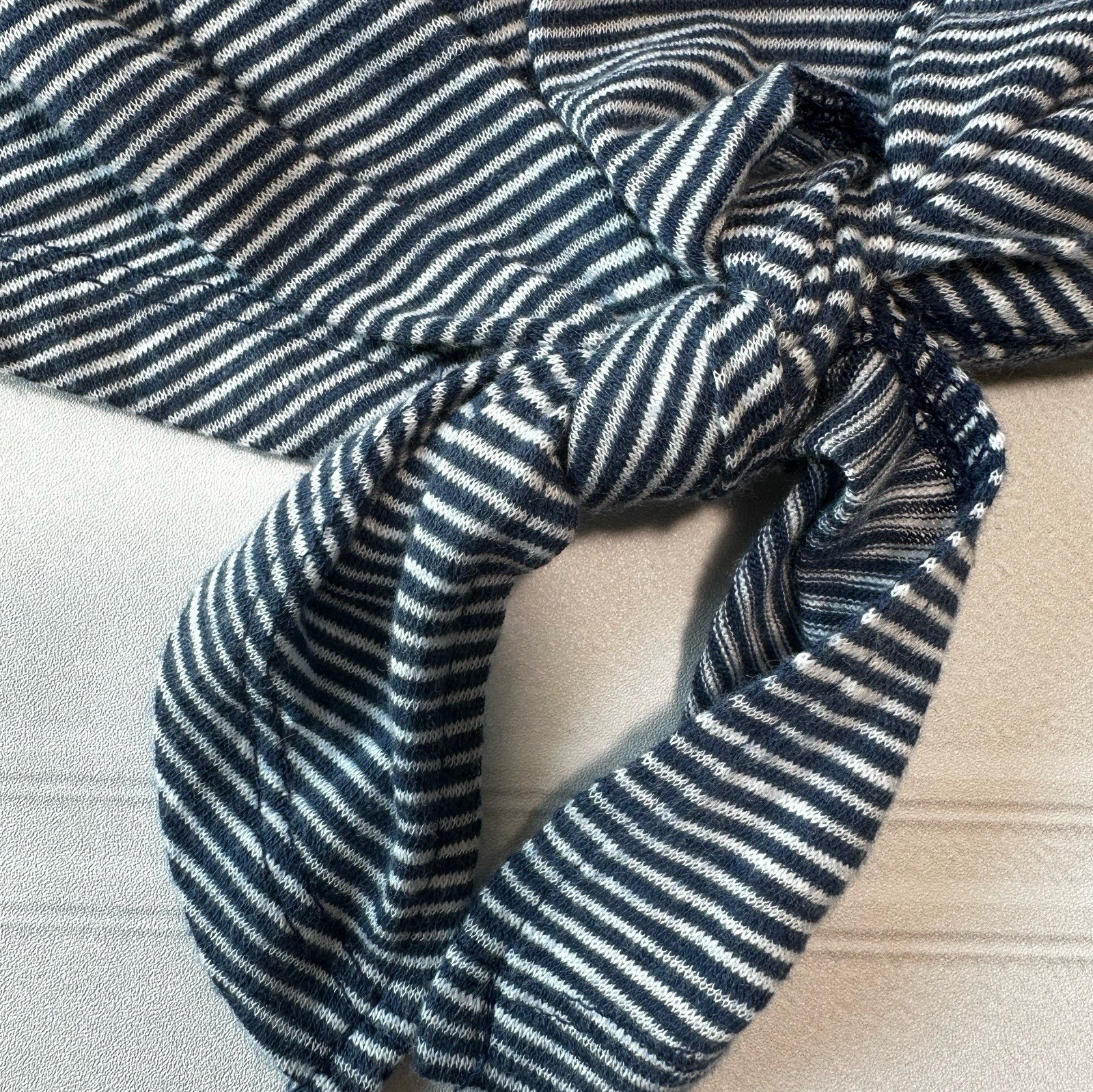 SO T-Shirt Relaxed Fit Soft Stripes Short Sleeve Tie-Front Blue White XL