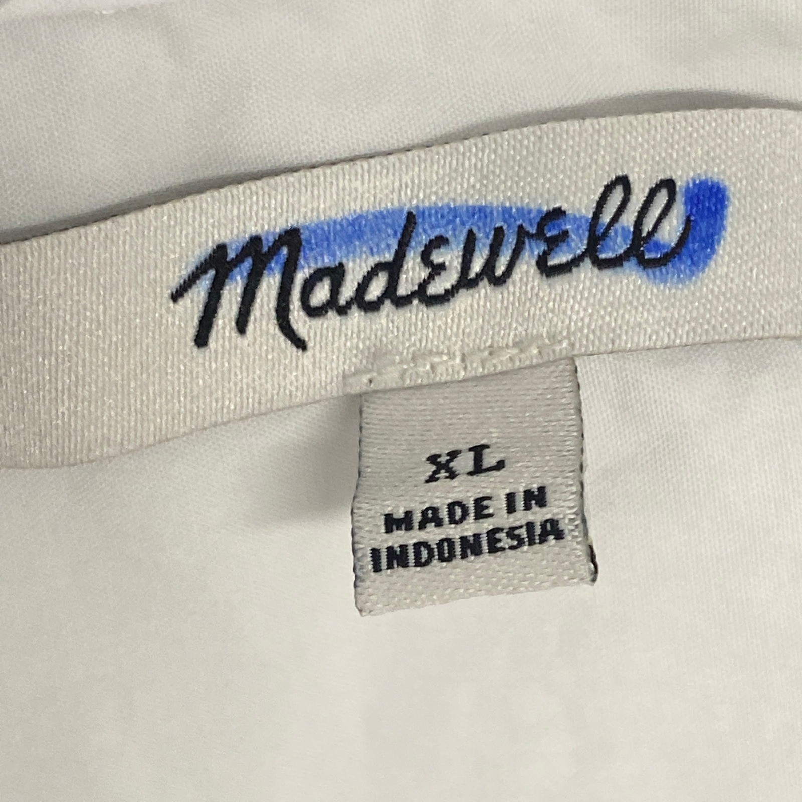 Madewell Top XL White Straight Hem Short Sleeve Shirt in Poplin Button NZ454
