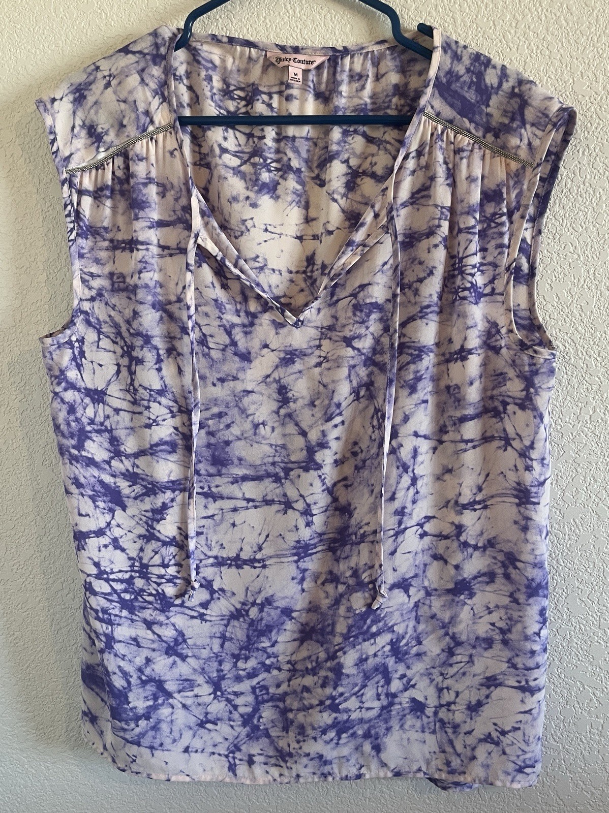 Juicy Couture Womens Medium Purple Tie Dye Sleeveless Blouse