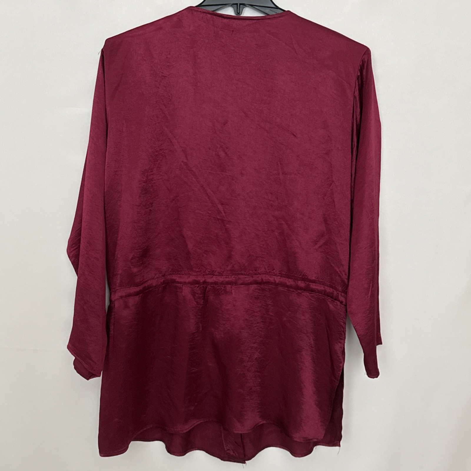 Vintage Diana Marco Blouse Women Size 14 Satin Burgundy Party 90s USA