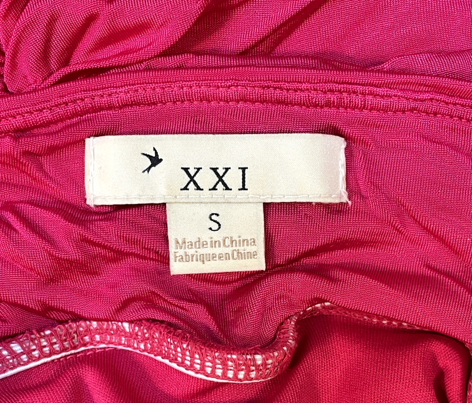 XXI Top Women’s Small Red Strapless Ruched Seams Gathered Stretch Rayon Lined