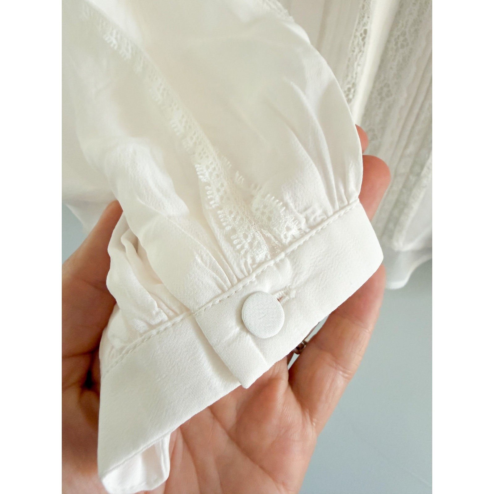 Madewell | NWT Lace Insert Button Up Top Winter White | Sz L