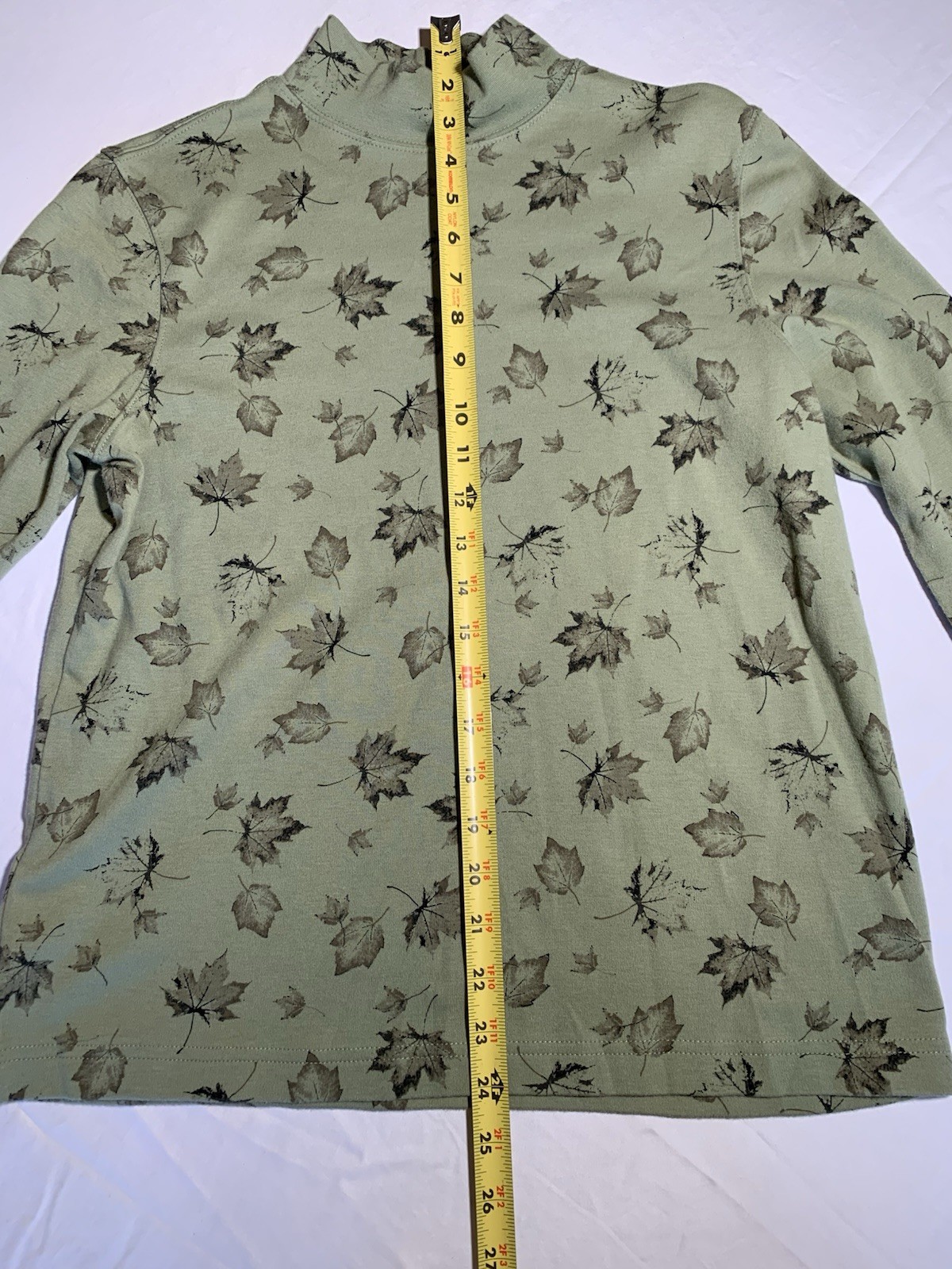 Vintage Style Fall Leaf Turtle Neck Granny Core Whimsical Naturalist Long Sleeve