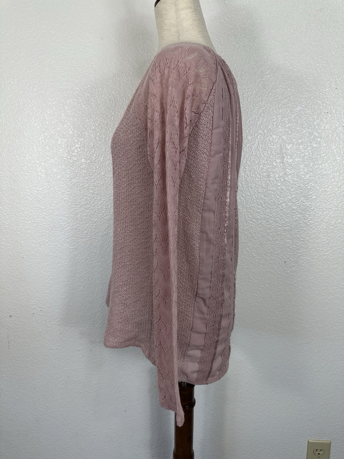 Anthropologie Top One September Women Small Thermal Pink Lace Western Boho