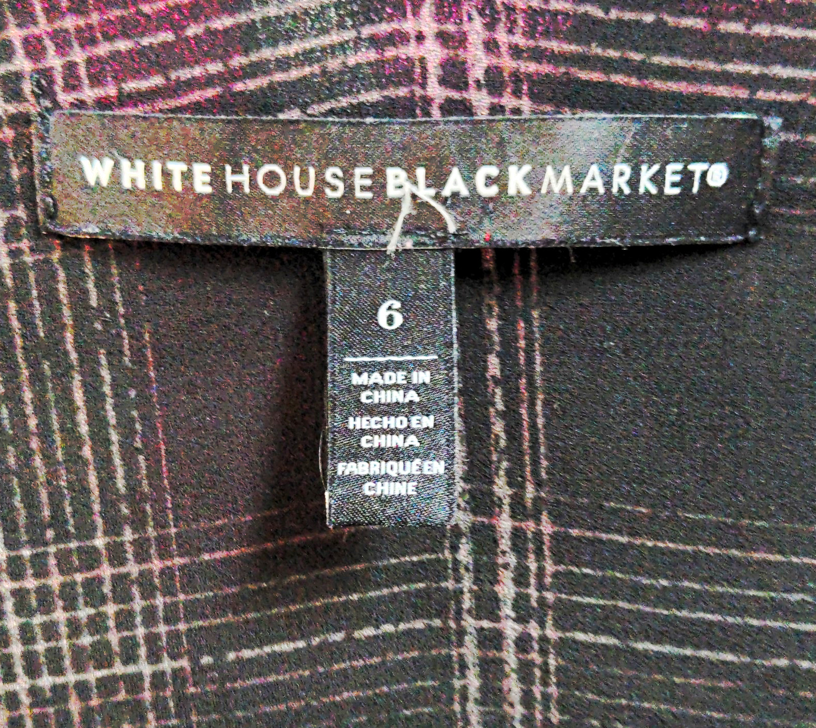 White House Black Market Women’s Black White Plaid V-Neck Cami Top 6