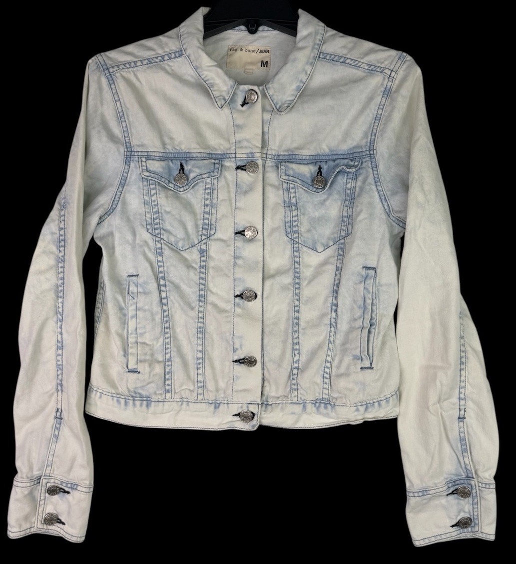 Rag & Bone Jean Jacket Women’s Medium M Bleach Out Light Wash Soft Cotton