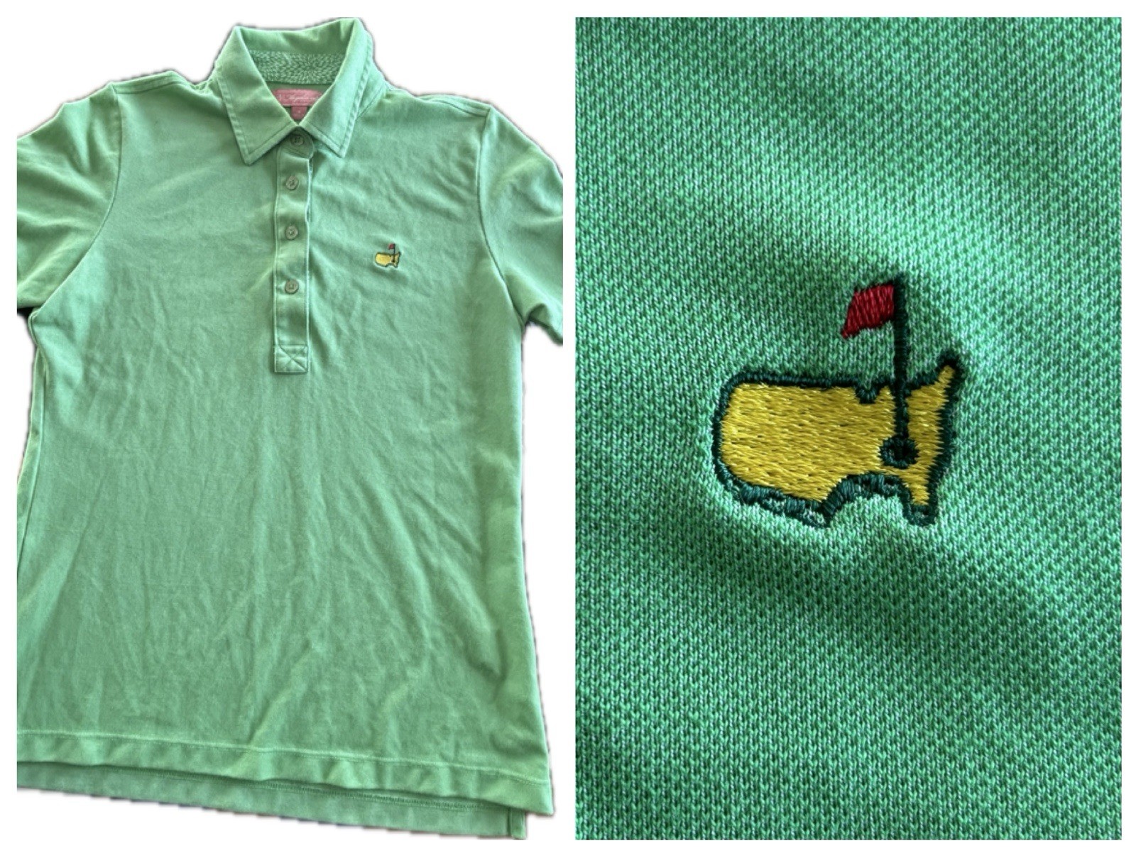 Magnolia Lane Masters Polo Shirt Women’s Medium Green Gold Short Sleeve