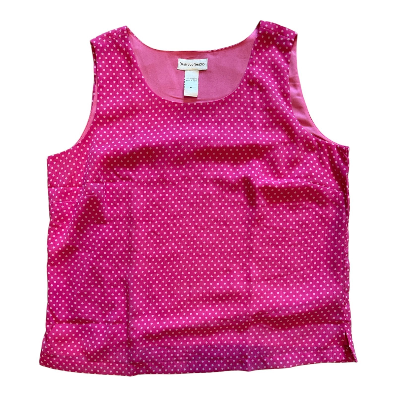 Draper’s & Damon’s Sz PXL Pink Polka Dot 3/4 Sleeve Top Set (Tank & Button-Up)